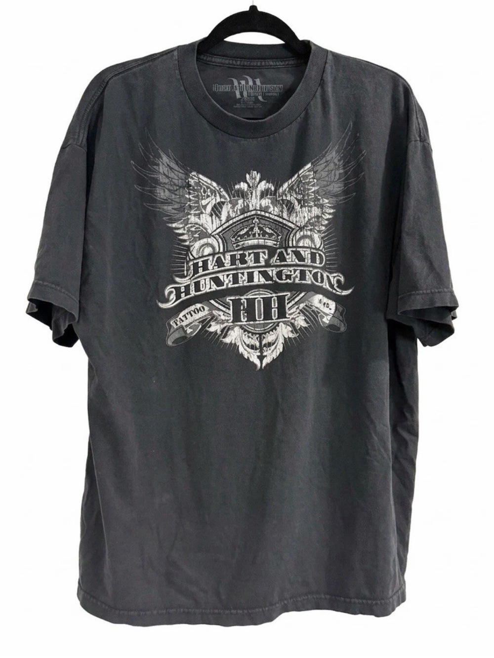 Hart & Huntington Tattoo Co T-Shirt Mens XL Black Graphic Wings Carey Hart Moto